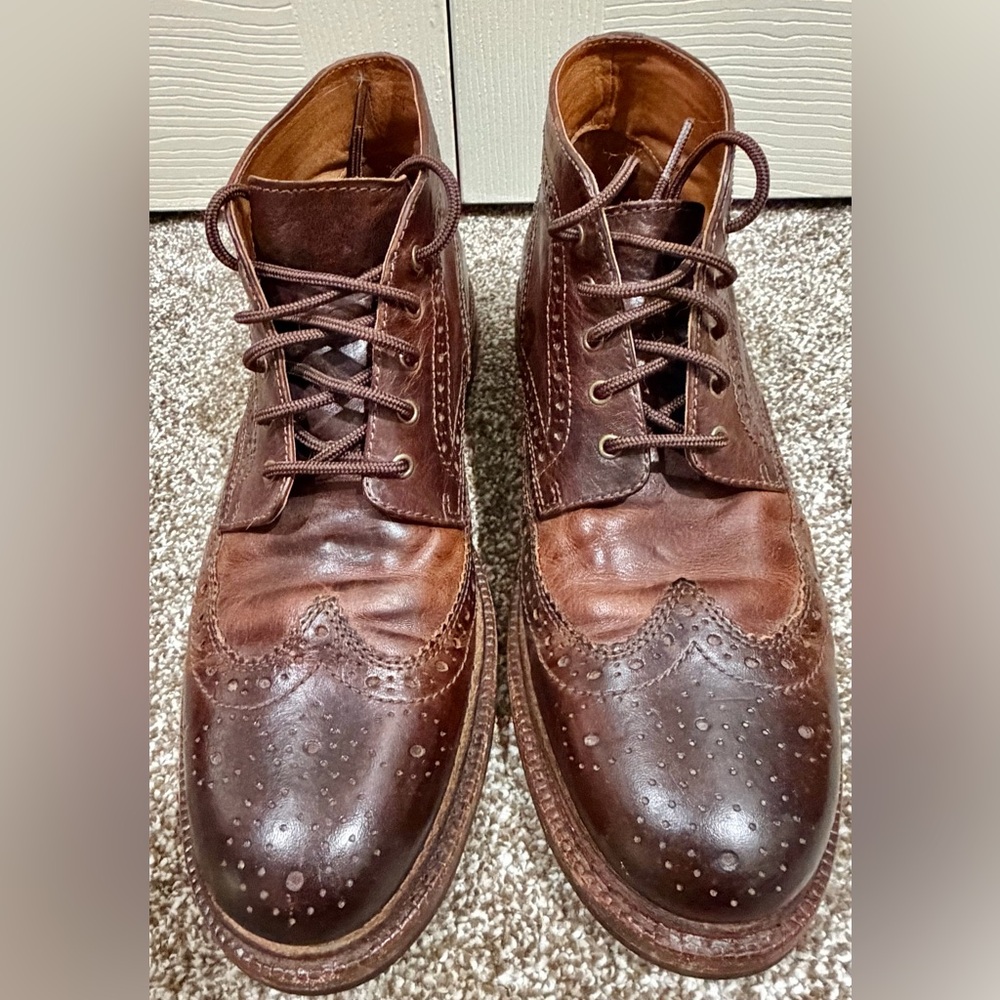 Frye Graham Brogue Chukka Boots Men’s 8.5 Brown Leather Lace-Up Ankle Dress